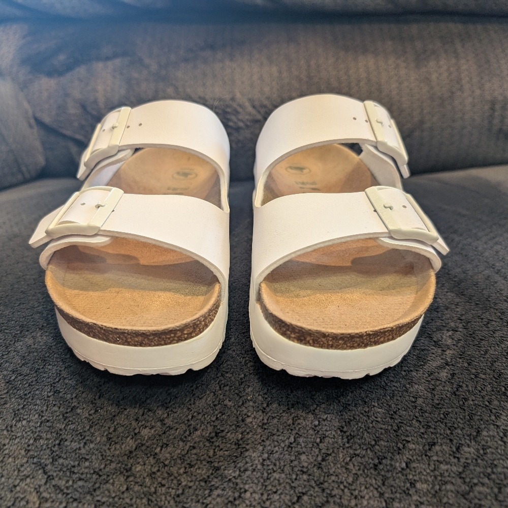 Birkenstock Papillio Arizona Platform Sandals Women's White Slide - Picture 3 of 13